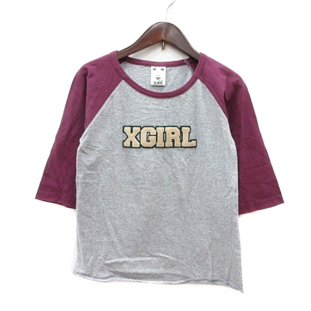 X-girl - エックスガール カットソー Tシャツ クルーネック 総柄 七分