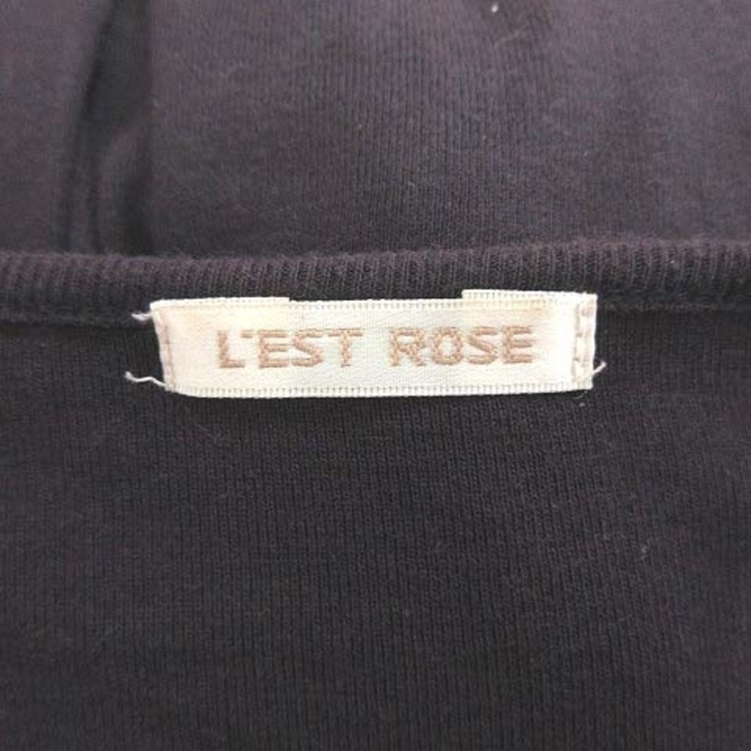 L'EST ROSE(レストローズ)のレストローズ カットソー 長袖 Uネック シフォン レース 花柄 2 こげ茶 レディースのトップス(カットソー(長袖/七分))の商品写真