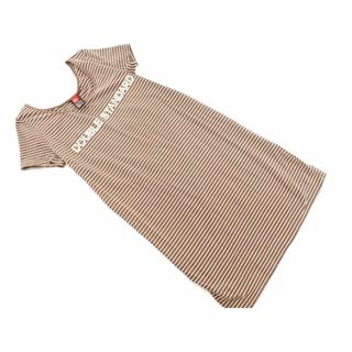 ダブルクローゼット(w closet)のダブルクローゼット ロゴ ボーダー Tシャツ ワンピース sizeF/茶  ■◆ レディース(ミニワンピース)