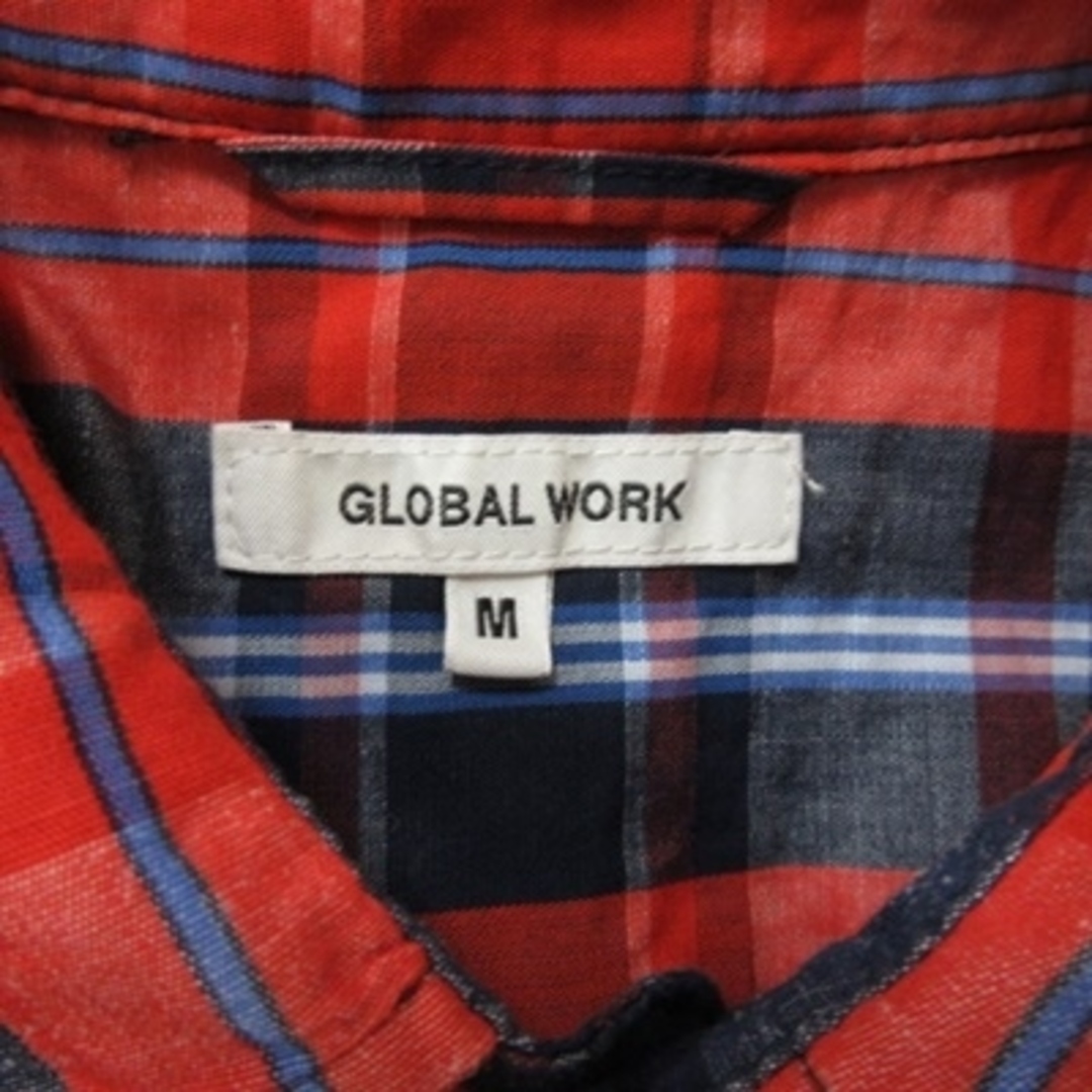 GLOBAL WORK(グローバルワーク)のグローバルワーク シャツ チェック 半袖 M 赤 レッド 紺 ネイビー /YI メンズのトップス(シャツ)の商品写真