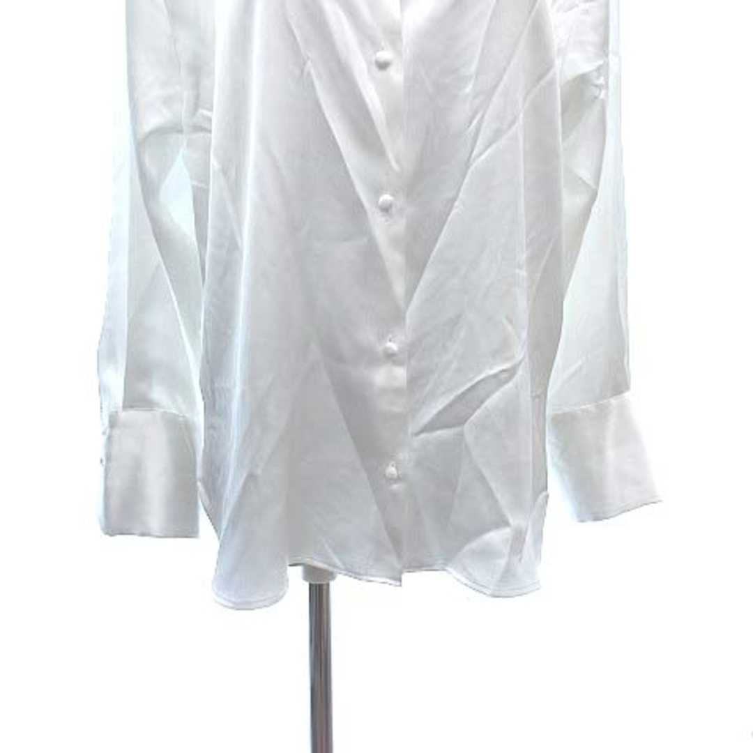 ZARA(ザラ)のザラ シャツ ブラウス 長袖 サテン ビジュー タック オーバーサイズ S 白  レディースのトップス(シャツ/ブラウス(長袖/七分))の商品写真