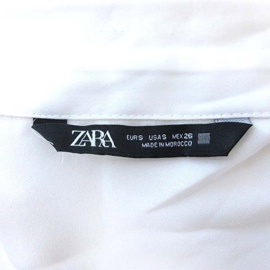 ZARA(ザラ)のザラ シャツ ブラウス 長袖 サテン ビジュー タック オーバーサイズ S 白  レディースのトップス(シャツ/ブラウス(長袖/七分))の商品写真