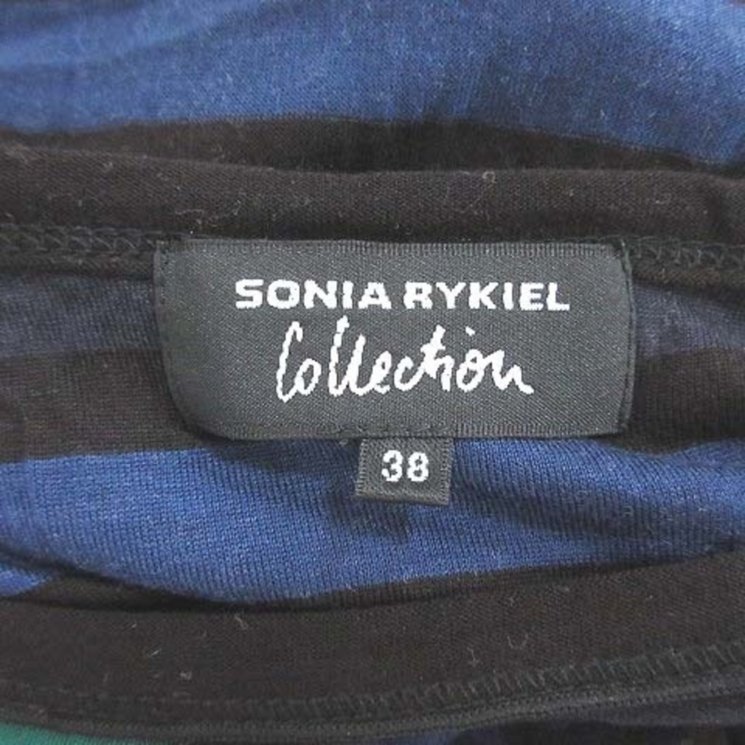 SONIA RYKIEL(ソニアリキエル)のソニアリキエル カットソー 長袖 クルーネック ボーダー ビーズ 38 緑 紺 レディースのトップス(カットソー(長袖/七分))の商品写真