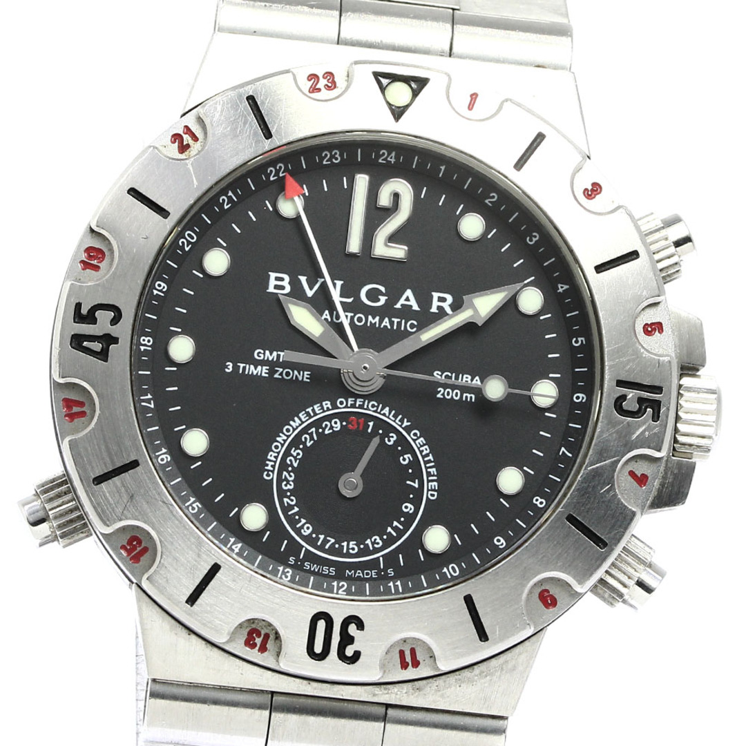 ブルガリ BVLGARI SD38S GMT ディアゴノ スクーバ デイト 自動巻き メンズ 保証書付き_757235