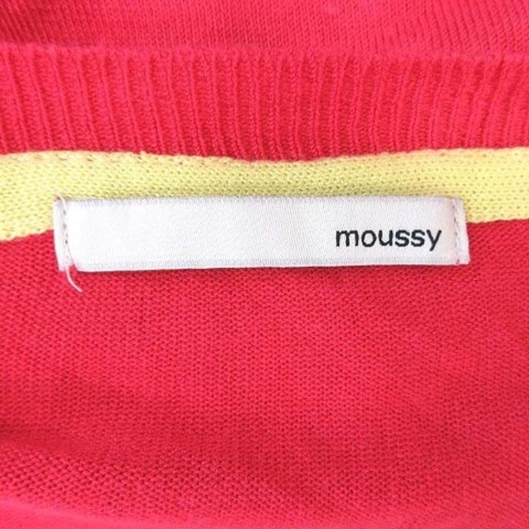 moussy(マウジー)のマウジー moussy ニットカーディガン 長袖 ラウンドネック F 赤 レッド レディースのトップス(カーディガン)の商品写真