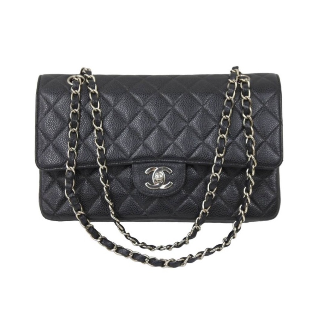 極美品 CHANEL マトラッセWフラップチェーンショルダー 6番台 25cm ショルダーバッグ ブラック×シルバー金具 中古 50931 |  フリマアプリ ラクマ