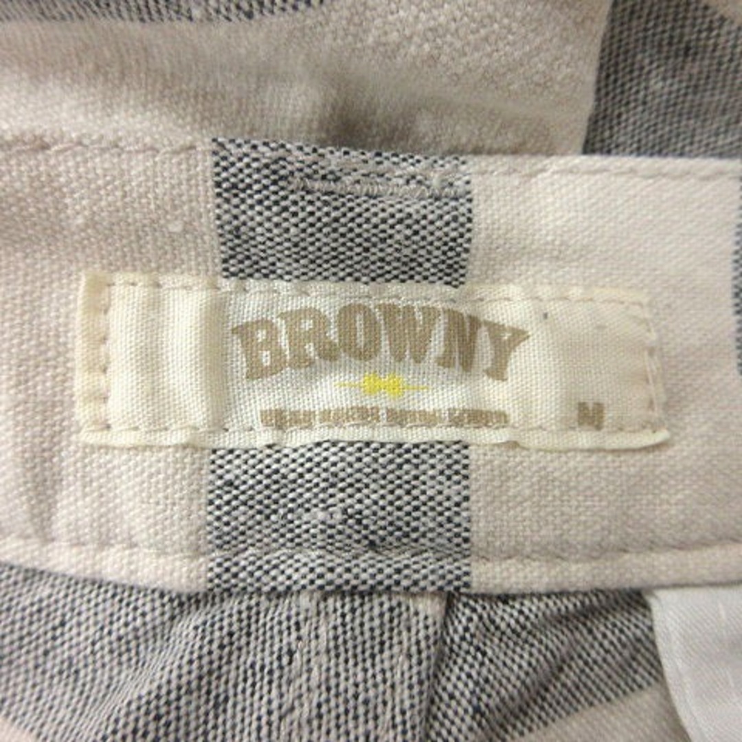 BROWNY(ブラウニー)のブラウニー ショートパンツ ハーフ ボーダー M グレー 白 アイボリー ■MO メンズのパンツ(ショートパンツ)の商品写真