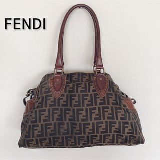 FENDI ズッカ スタッズ ドゥジュール ハンドバッグ 肩掛け キャンバス-