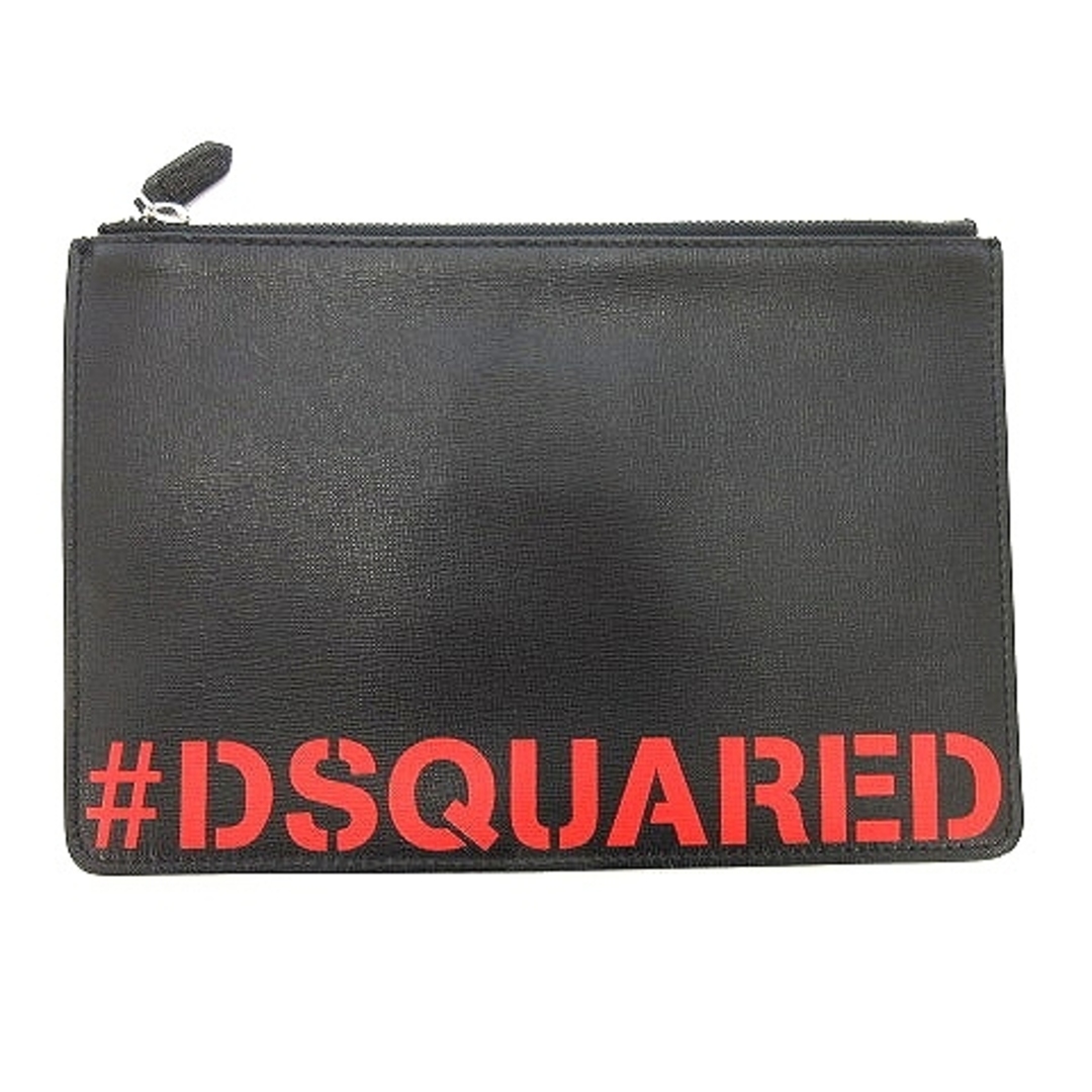 DSQUARED2(ディースクエアード)のディースクエアード クラッチバッグ セカンドバッグ ロゴ 一室構造 レザー 黒 メンズのバッグ(セカンドバッグ/クラッチバッグ)の商品写真