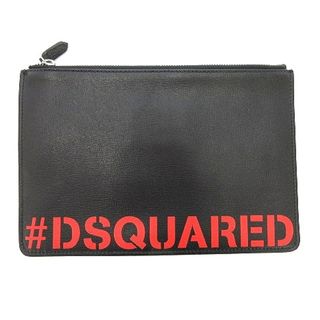 ディースクエアード(DSQUARED2)のディースクエアード クラッチバッグ セカンドバッグ ロゴ 一室構造 レザー 黒(セカンドバッグ/クラッチバッグ)