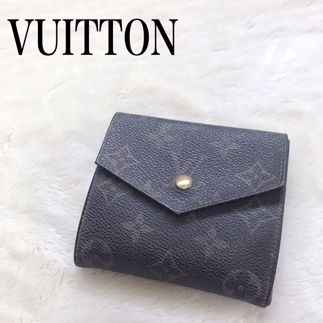 廃盤 VUITTON ルイヴィトン モノグラム Wホック 折り財布 ウォレット ...