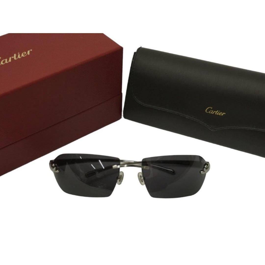 カルティエ Cartier 6360529 -パンテール プラスチック×金属素材 黒×シルバー サングラス 美品  50959