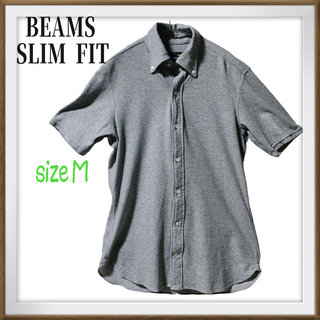 ビームス(BEAMS)のBEAMS スリムフィット　コットン混　ボタンダウン　半袖　メンズ　シャツ　Ｍ(シャツ)