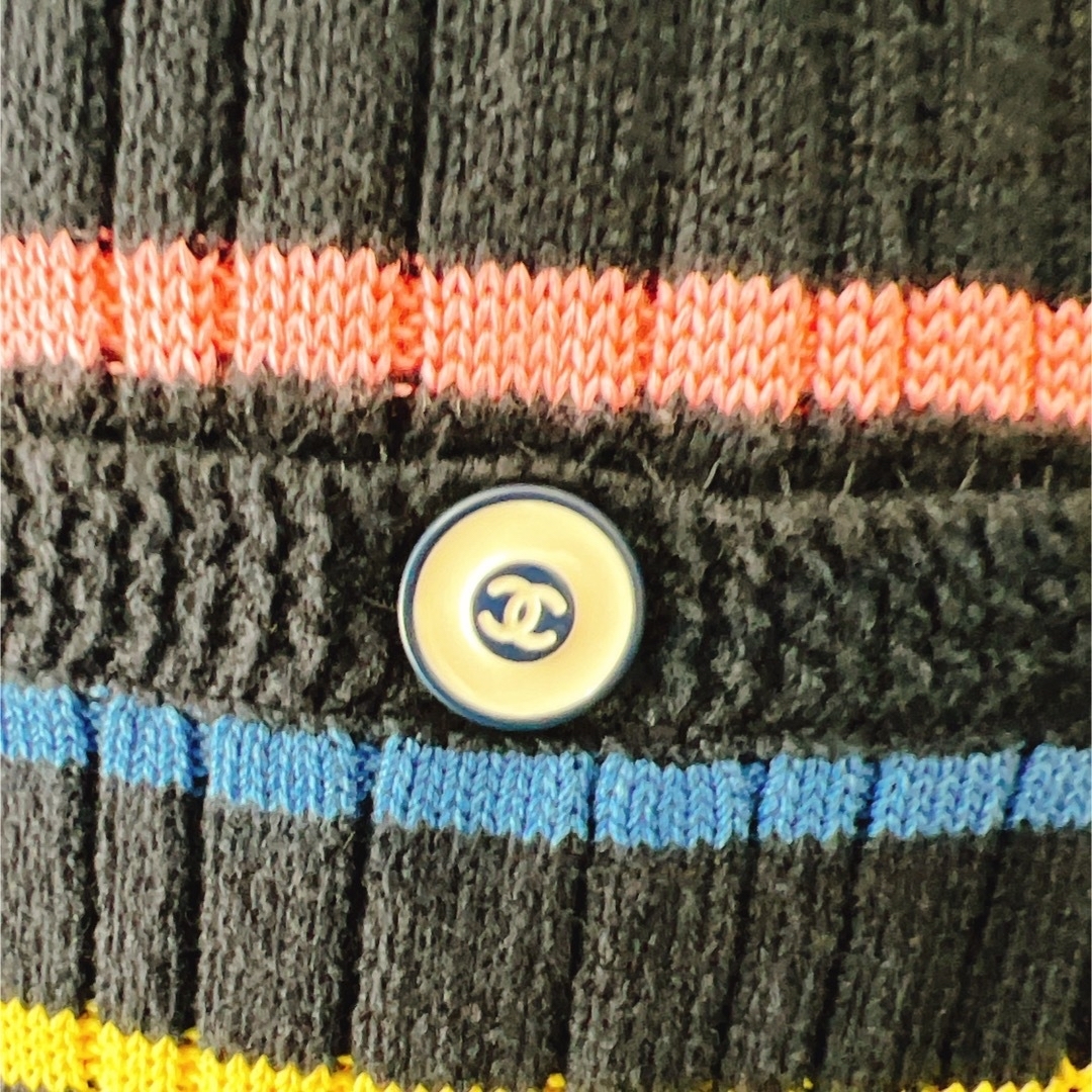 美品 CHANEL シャネル ボーダー レインボー コットン シルク