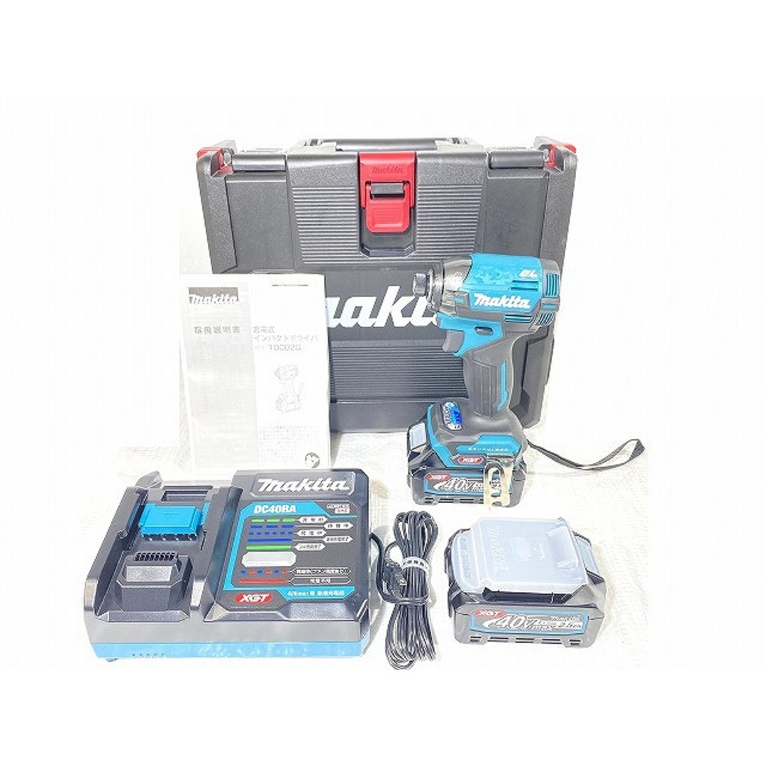 ☆未使用品☆makita マキタ 40Vmax 充電式インパクトドライバ TD002GRDX 青 ブルー バッテリー2個(40V 2.5Ah) 充電器  ケース付