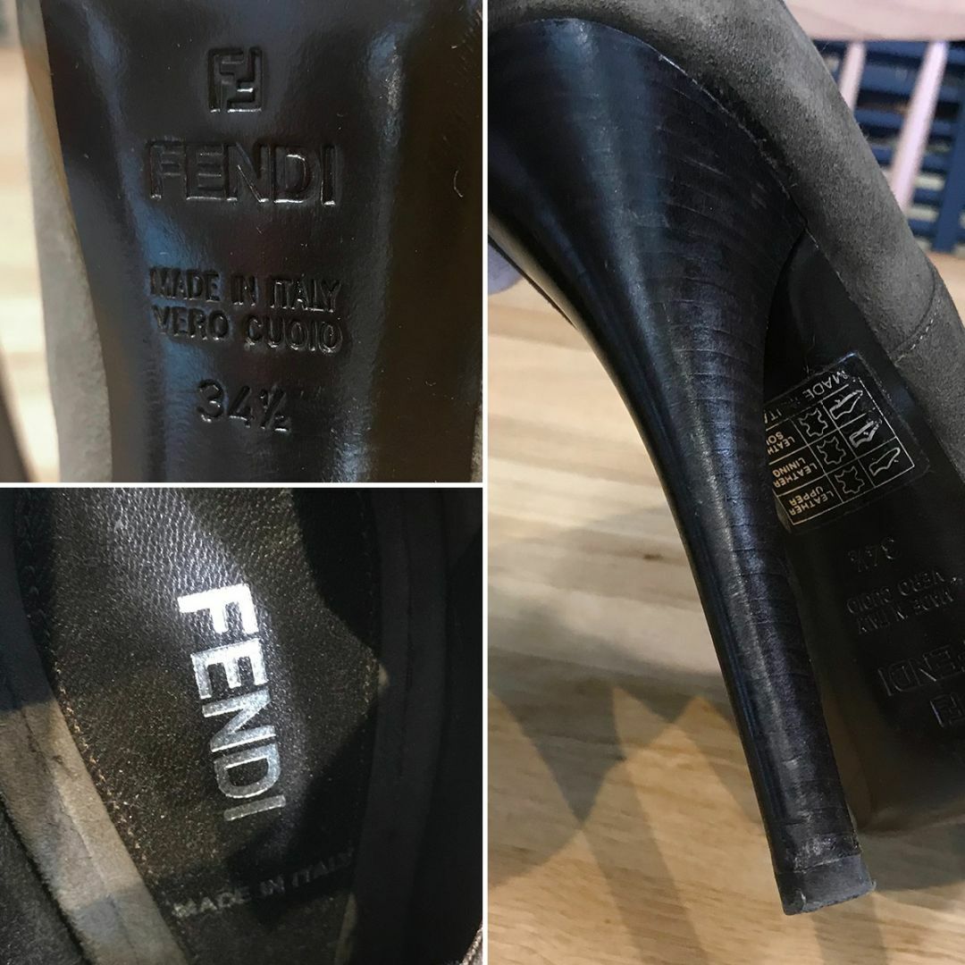 FENDI(フェンディ)の美品 フェンディ オープントゥショートブーツ ブーティ グレー 34.5 レディースの靴/シューズ(ブーティ)の商品写真