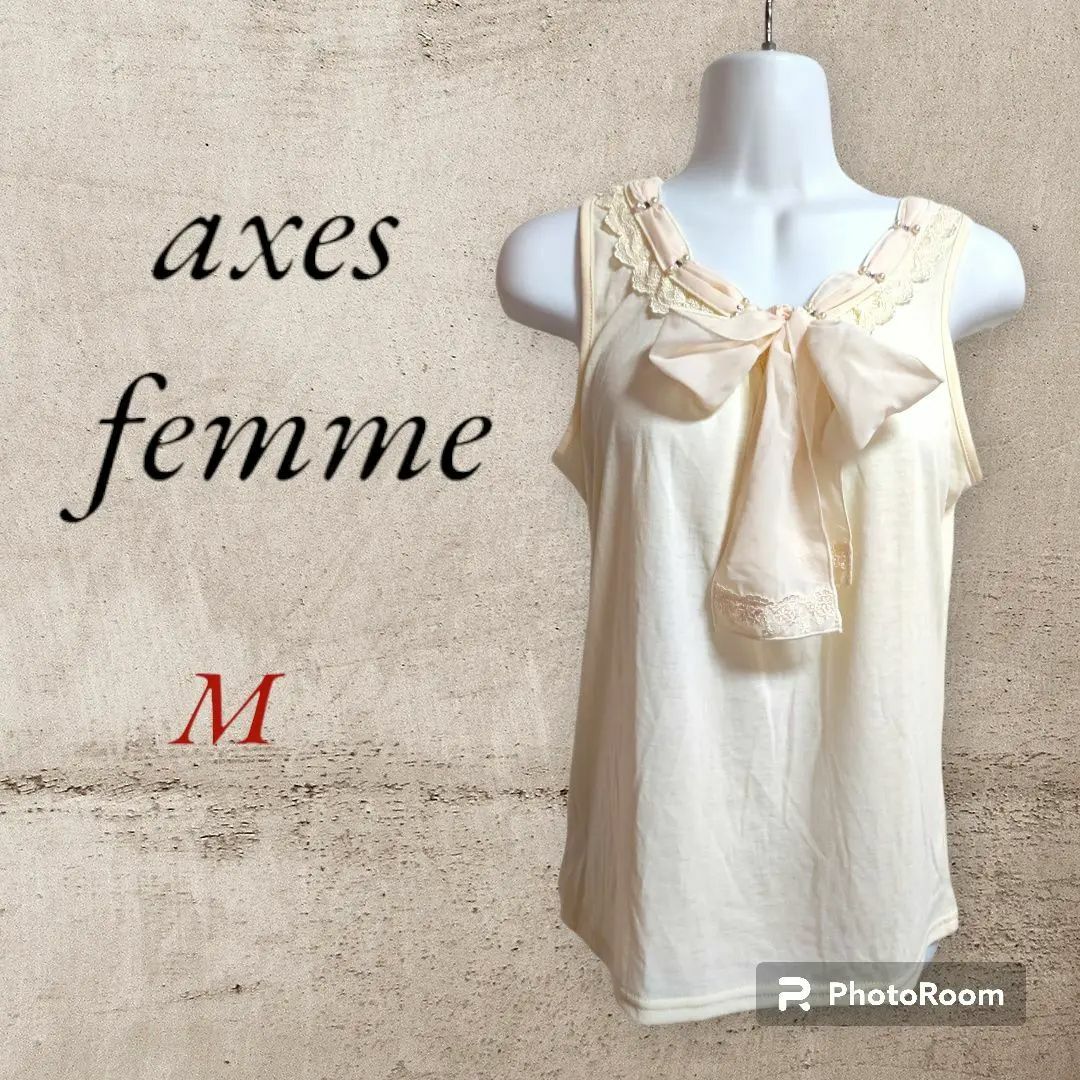 axes femme(アクシーズファム)の【新品タグあり】axes femme シフォンボータイリボン付きタンクトップ レディースのトップス(タンクトップ)の商品写真