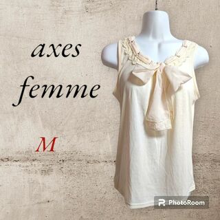 アクシーズファム(axes femme)の【新品タグあり】axes femme シフォンボータイリボン付きタンクトップ(タンクトップ)