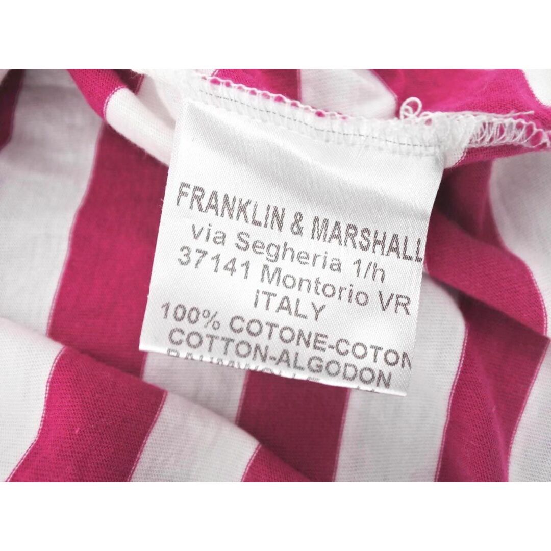 FRANKLIN&MARSHALL(フランクリンアンドマーシャル)のFRANKLIN & MARSHALL フランクリン＆マーシャル ボーダー ワッペン Tシャツ sizeS/白ｘピンク  ■◆ レディース レディースのトップス(Tシャツ(半袖/袖なし))の商品写真