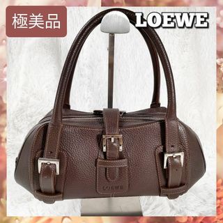 LOEWE ロエベ センダ  ハンドバッグ  レザー   レッド系 シルバー金具  ミニボストン セミショルダーバッグ 【本物保証】