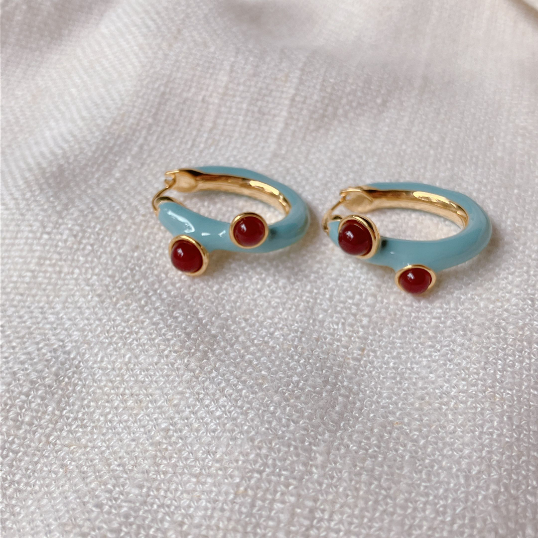 H.P.FRANCE(アッシュペーフランス)のOld Design red pierce レディースのアクセサリー(ピアス)の商品写真