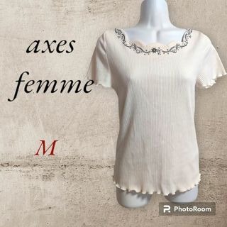 アクシーズファム(axes femme)の【美品】axes femme 海刺繍トップス(Tシャツ(半袖/袖なし))