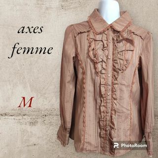 アクシーズファム(axes femme)の【美品】axes femme フリルレースブラウス ピンク(シャツ/ブラウス(長袖/七分))