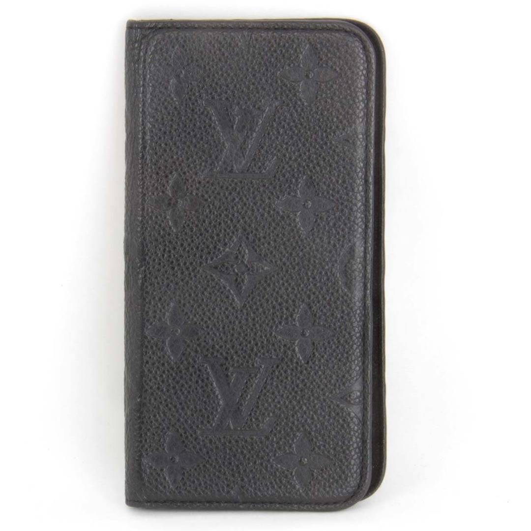 良品『USED』 LOUIS VUITTON ルイ・ヴィトン フォリオ M63586 携帯・スマホアクセサリー モノグラムアンプラント ブラック iPhone X/XS用