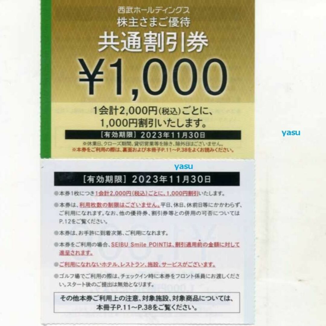 西武ホールディングス株主さまご優待共通割引券1万円分