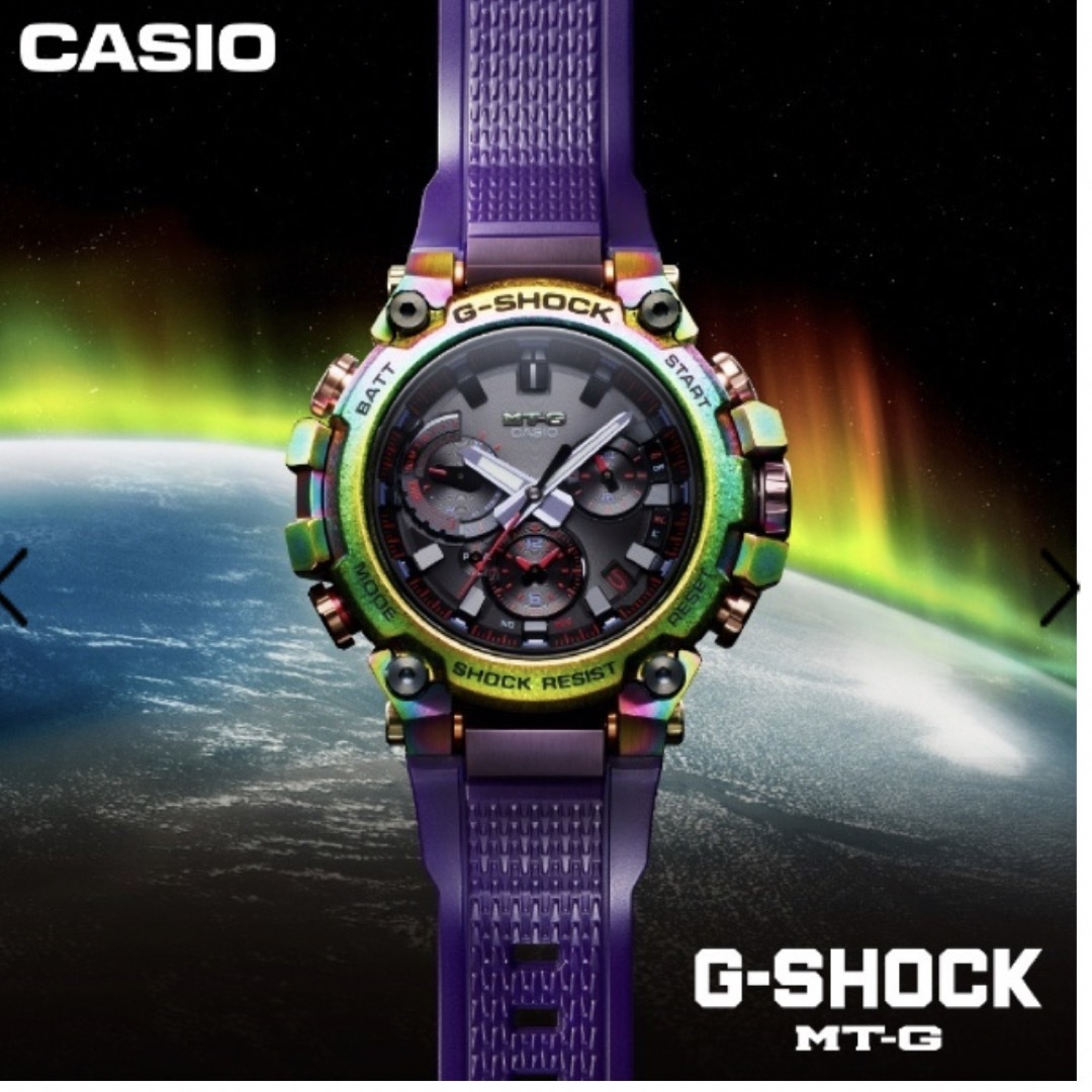 新品未使用CASIO G-SHOCK 黒 レインボー オーロラ デジタル腕時計