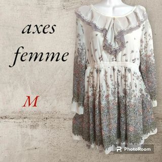 アクシーズファム(axes femme)の【美品】axes femme シフォン花柄ワンピ(ひざ丈ワンピース)