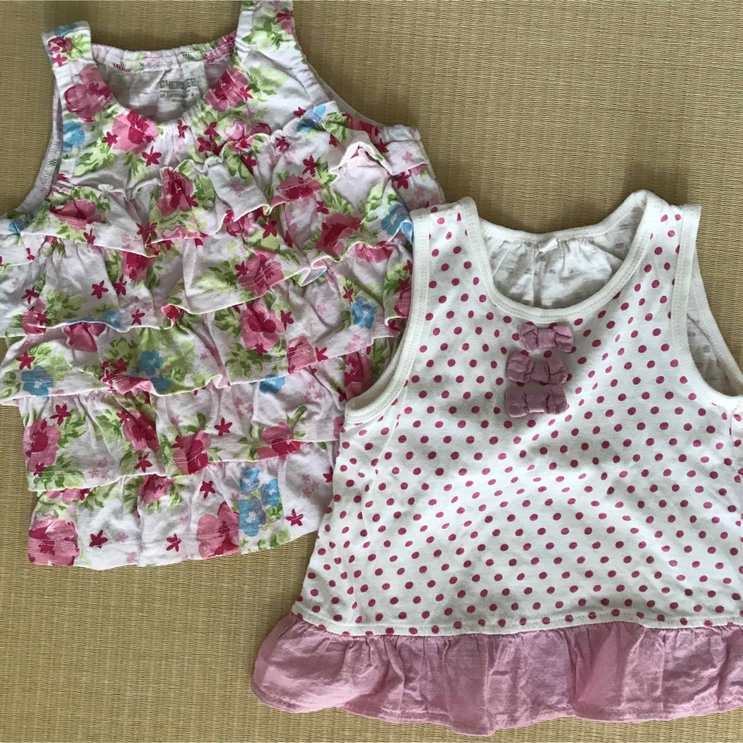 西松屋(ニシマツヤ)の90㎝　ノースリーブトップス　2着 キッズ/ベビー/マタニティのキッズ服女の子用(90cm~)(Tシャツ/カットソー)の商品写真