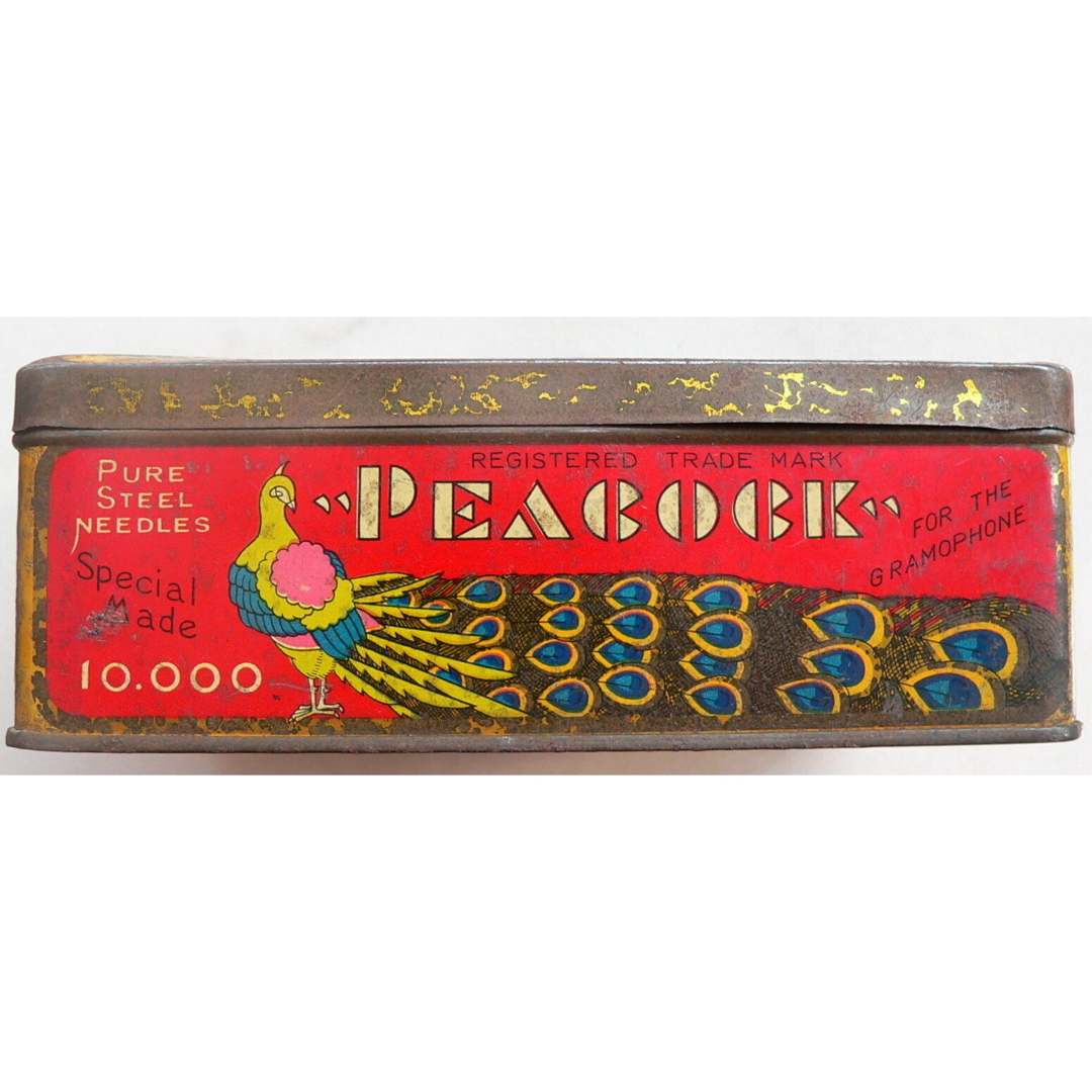 アンティークヴィンテージ☆レコード針缶空箱クジャク針10000-