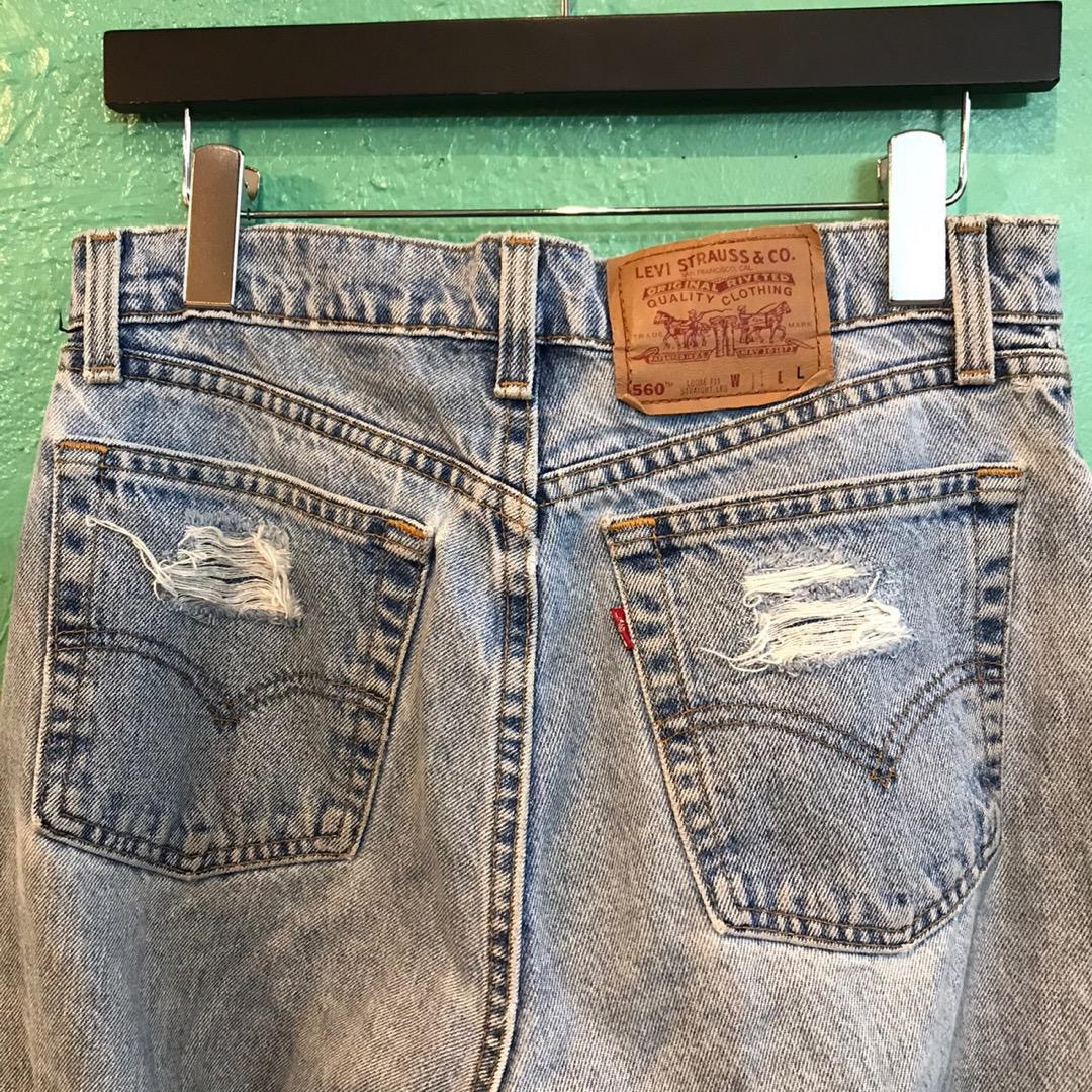 LEVI’S560 古着 メンズ USA製 ダメージ テーパード デニムパンツ