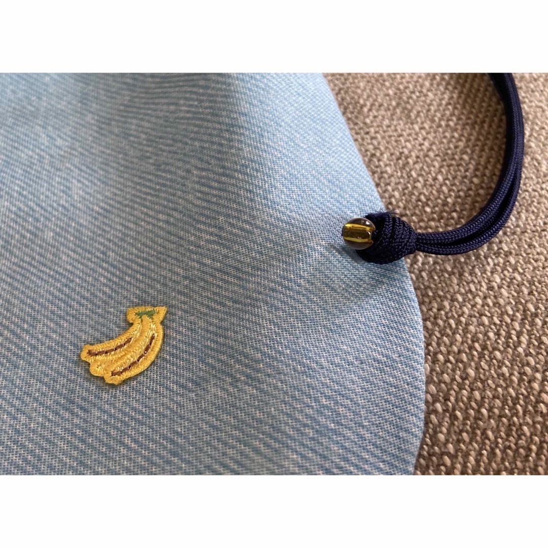 猿とバナナ　巾着袋 ハンドメイドのファッション小物(ポーチ)の商品写真