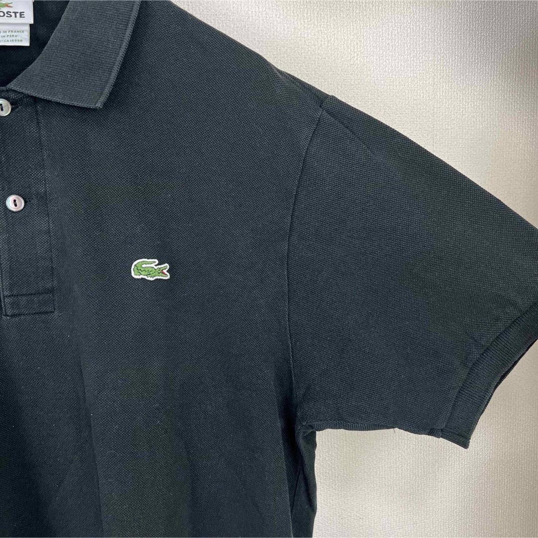フラワーB ブルーグレイ LACOSTE ラコステ ポロシャツ 半袖 ブラック