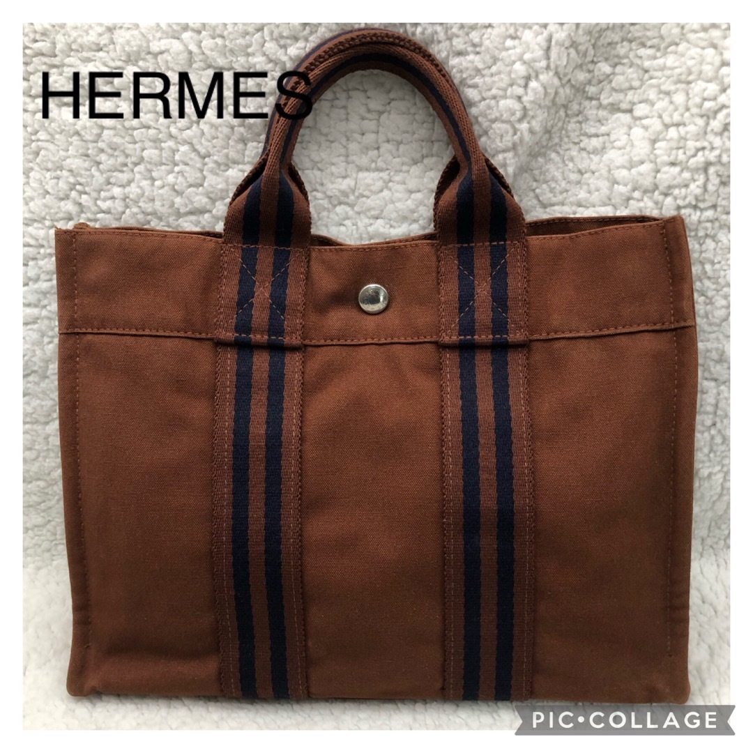 当日出荷 HERMES エルメス フールトゥPM キャンバスハンドバッグ