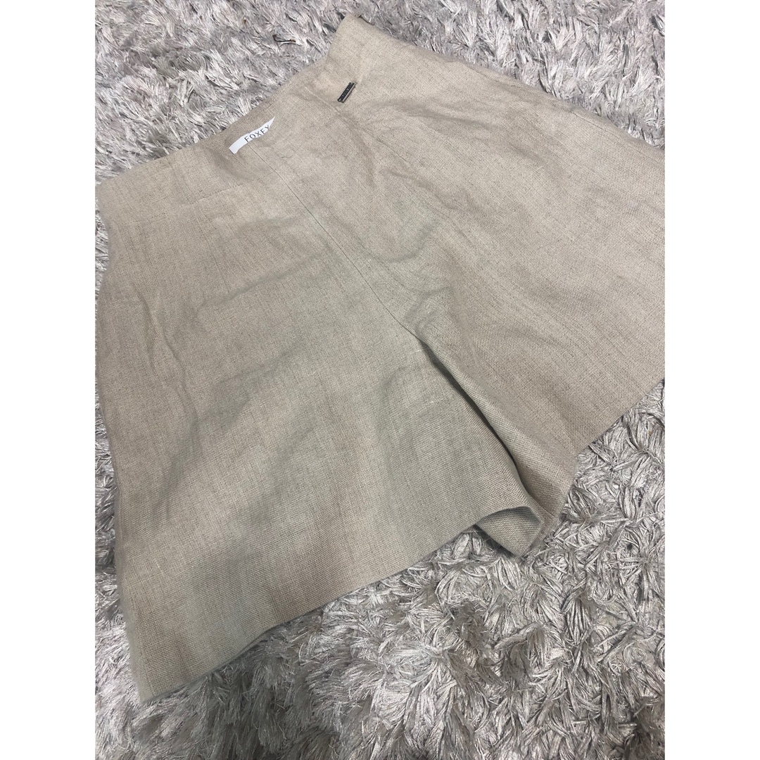 foxey フォクシー　ショートパンツ　linen short 38 ナチュラル