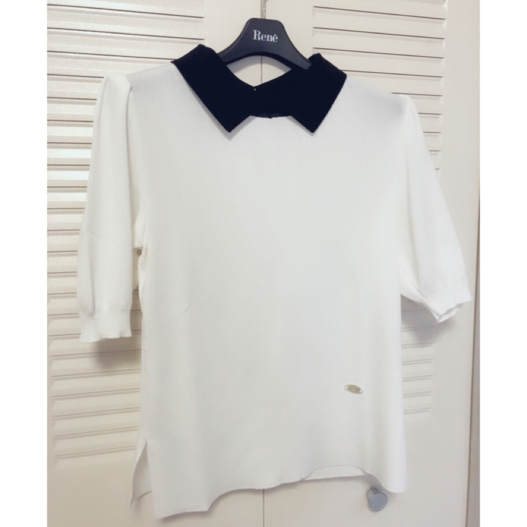 René - Rene 美品2023今季品✨可愛い 襟付きパール配色ニット♡プル