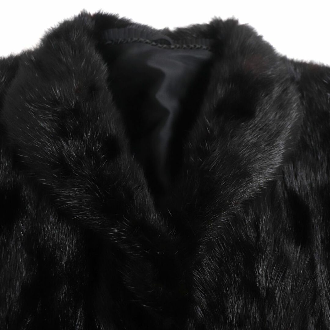 美品▼DONALD BROOKS MINK ミンク 逆毛 裏地花柄刺繍入り 本毛皮超ロングコート ダークブラウン 毛質艶やか・柔らか◎