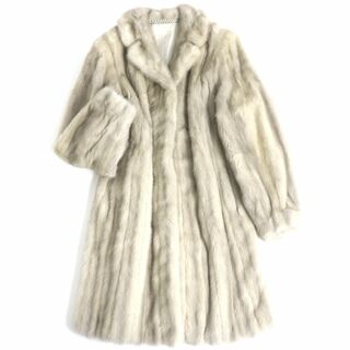 毛並み美品▽MINK サファイアミンク 本毛皮コート ライトグレー 毛質艶