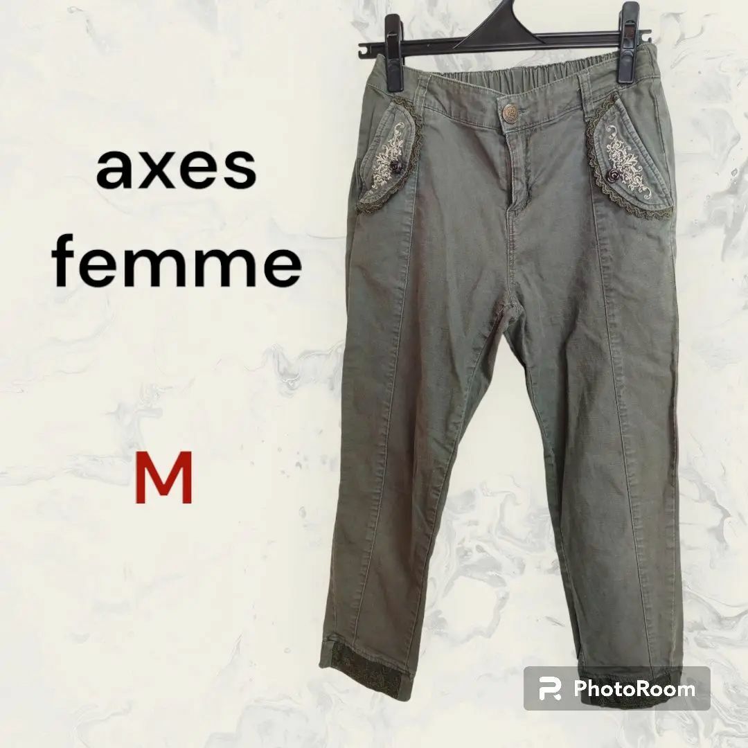 axes femme(アクシーズファム)の【美品】axes femme オーナメント柄刺繍レースアップズボン レディースのパンツ(カジュアルパンツ)の商品写真