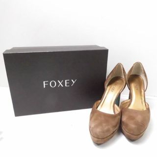 フォクシー(FOXEY)の美品 FOXEY フォクシー 30436 ハイフラットパンプス 1点 キャメル 36.0(約23.5cm) スエードレザー ドービル 茶 ブラウン ヒール シューズ 靴 レディース AU1677C (ハイヒール/パンプス)