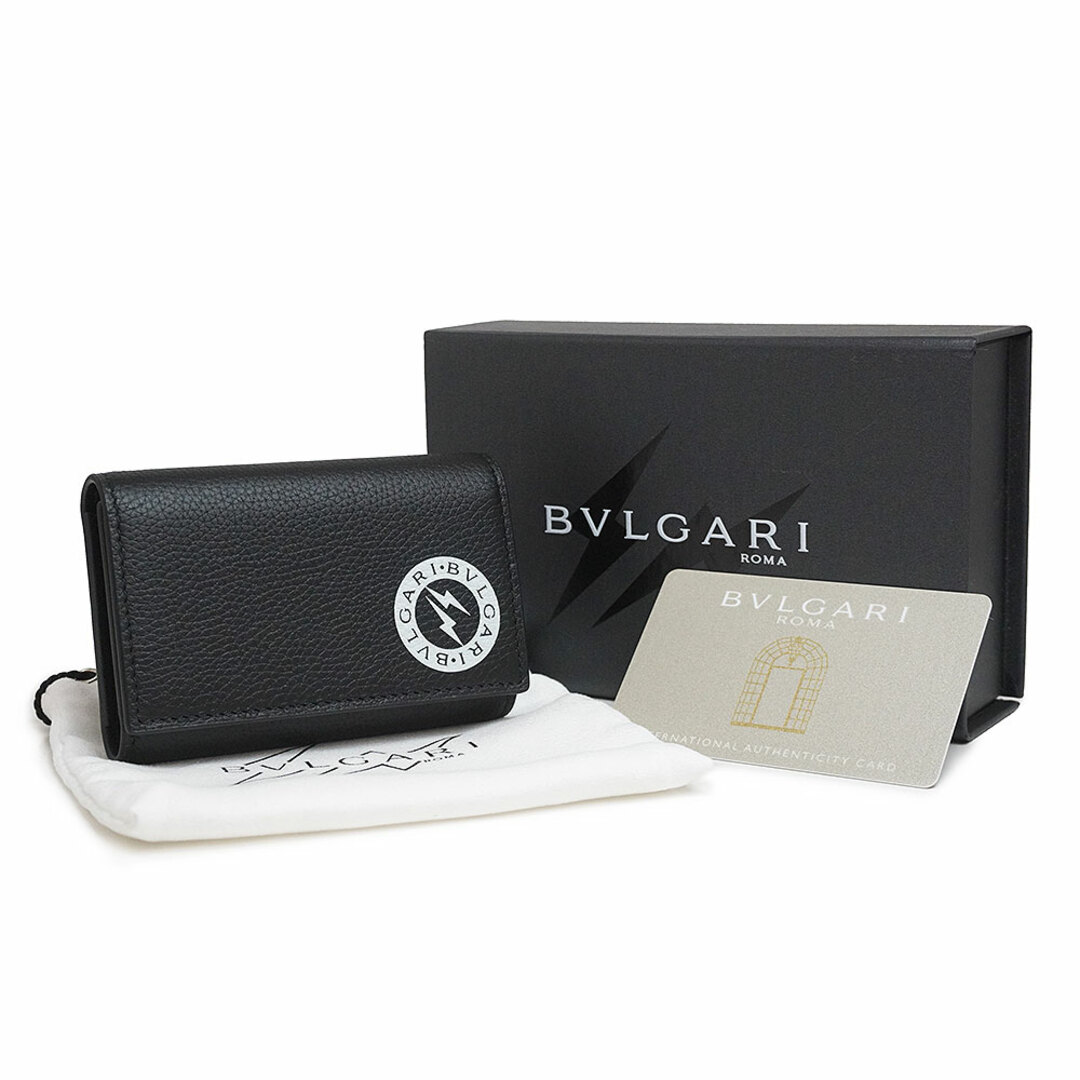 ブルガリ BVLGARI X FRAGMENT by Hiroshi Fujiwara フラグメント 藤原ヒロシ ツインサンダー 6連 キーリング付き  キーケース グレインカーフレザー ラムスキン ブラック 黒 290745 箱付 BVLGARI（新品・未使用品）