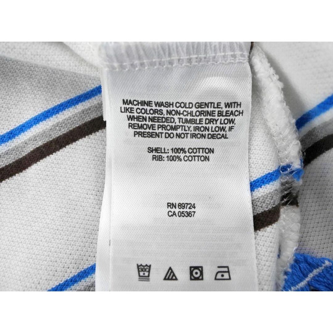 Columbia(コロンビア)のColumbia コロンビア ボーダー ポロシャツ sizeXL/白ｘ青ｘ茶  ■◆ メンズ メンズのトップス(ポロシャツ)の商品写真