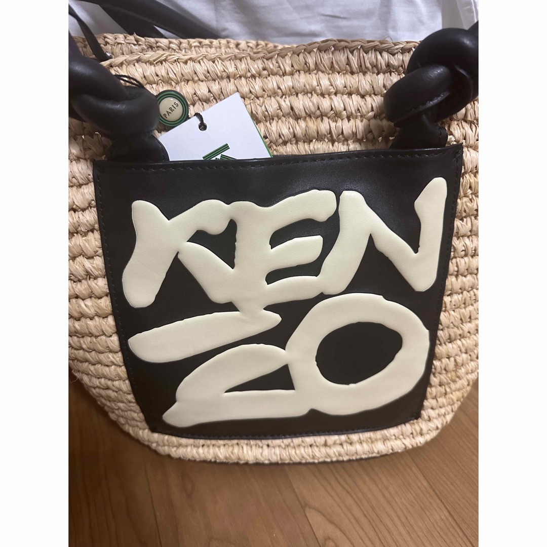 ラフィアレザー外側【KENZO】Basket Tote Bag バスケットトートバッグ ポーチ付き