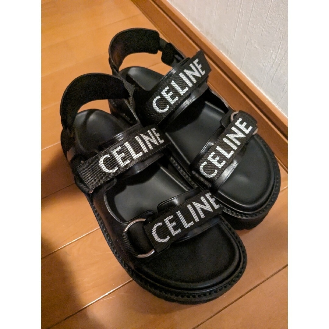 hn様専用「CELINE」バルキー/ロゴサンダル37-