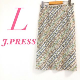 ジェイプレス(J.PRESS)のJ.PRESS　ジェイプレス　フレアスカート　花柄　大人カジュアル　L(ひざ丈スカート)