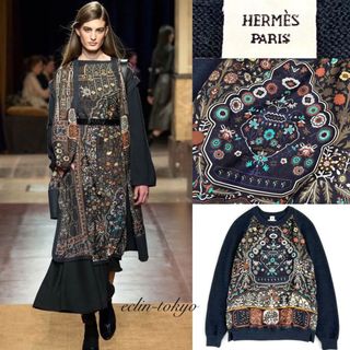 エルメス(Hermes)の新品同様 HERMES《アラベスク模様》カレ ニット ツイルレーヌ E3832(ニット/セーター)