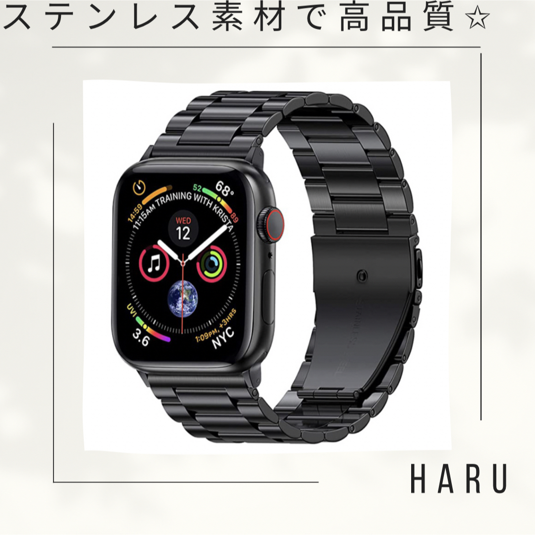 Apple Watch メタリック バンド 黒 42 44 45mm